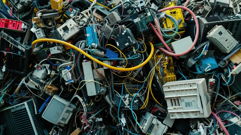 Discarded electronics representing e-waste accumulation for secure recycling and IT asset disposition in Avondale, Techbros